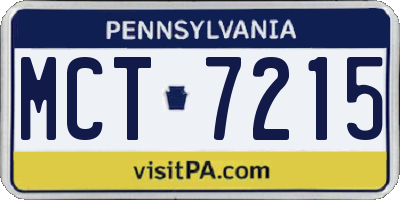 PA license plate MCT7215