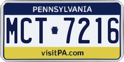 PA license plate MCT7216