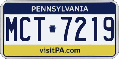 PA license plate MCT7219