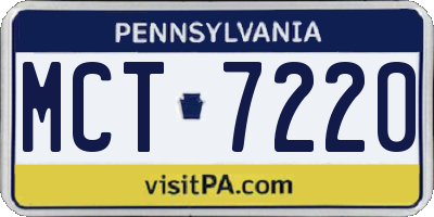 PA license plate MCT7220