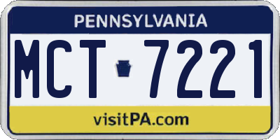 PA license plate MCT7221