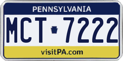 PA license plate MCT7222
