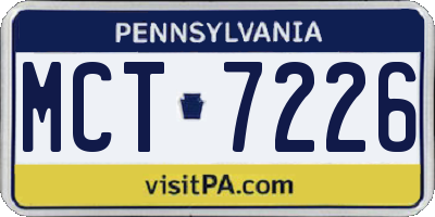 PA license plate MCT7226