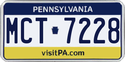 PA license plate MCT7228