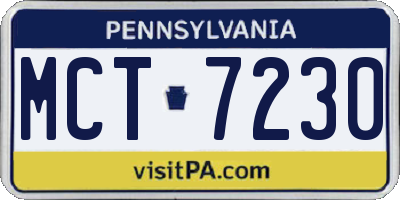 PA license plate MCT7230