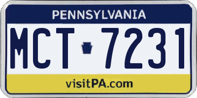 PA license plate MCT7231