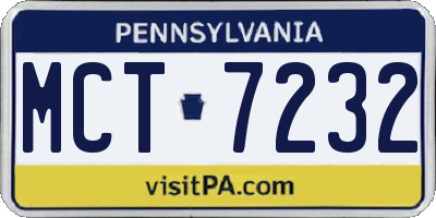 PA license plate MCT7232