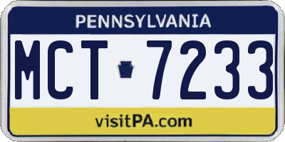 PA license plate MCT7233