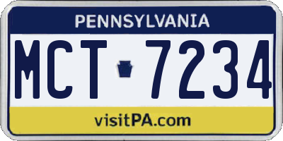 PA license plate MCT7234