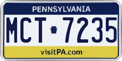 PA license plate MCT7235