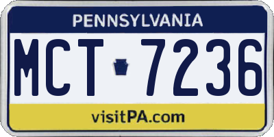 PA license plate MCT7236