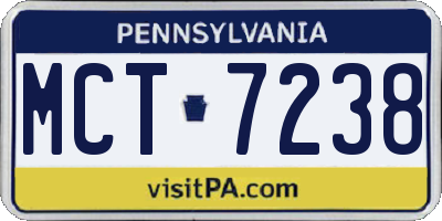 PA license plate MCT7238