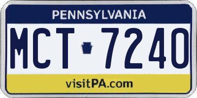PA license plate MCT7240