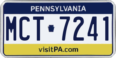 PA license plate MCT7241