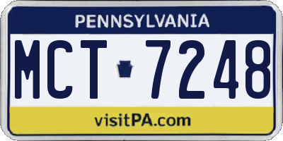 PA license plate MCT7248