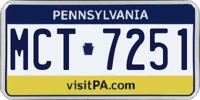 PA license plate MCT7251