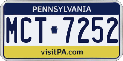 PA license plate MCT7252