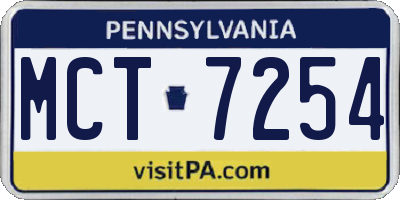 PA license plate MCT7254