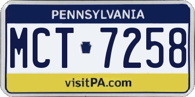 PA license plate MCT7258