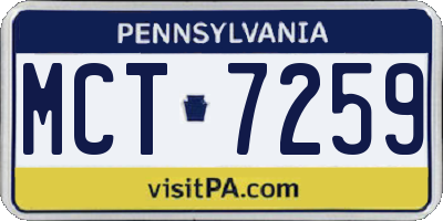 PA license plate MCT7259