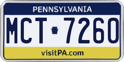 PA license plate MCT7260