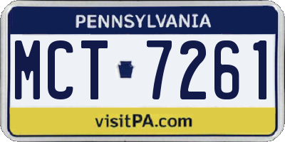 PA license plate MCT7261