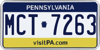 PA license plate MCT7263
