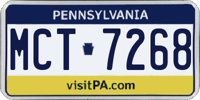 PA license plate MCT7268
