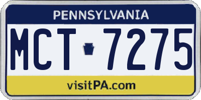 PA license plate MCT7275