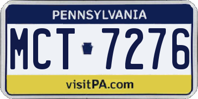 PA license plate MCT7276