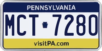 PA license plate MCT7280