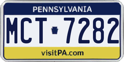 PA license plate MCT7282