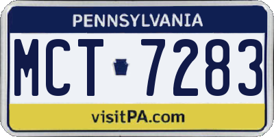 PA license plate MCT7283