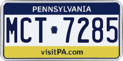 PA license plate MCT7285