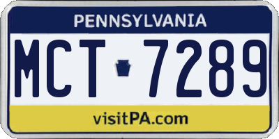 PA license plate MCT7289