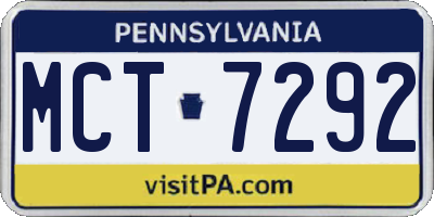 PA license plate MCT7292