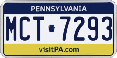 PA license plate MCT7293