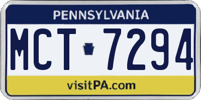 PA license plate MCT7294