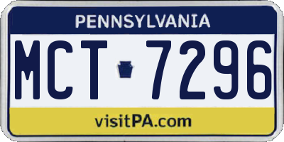 PA license plate MCT7296