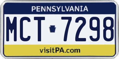 PA license plate MCT7298