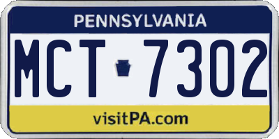 PA license plate MCT7302