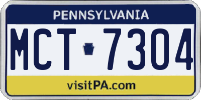 PA license plate MCT7304