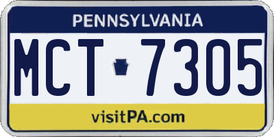PA license plate MCT7305