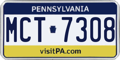 PA license plate MCT7308