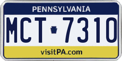 PA license plate MCT7310