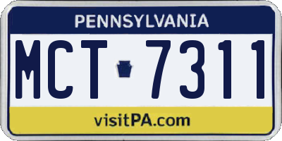 PA license plate MCT7311