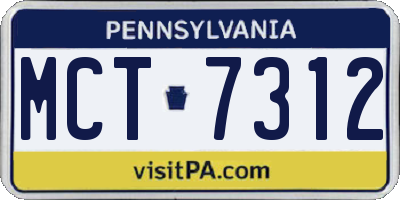 PA license plate MCT7312