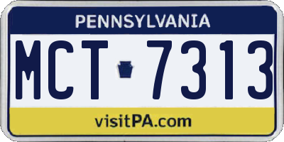 PA license plate MCT7313
