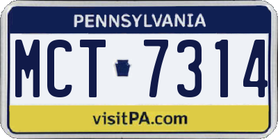 PA license plate MCT7314