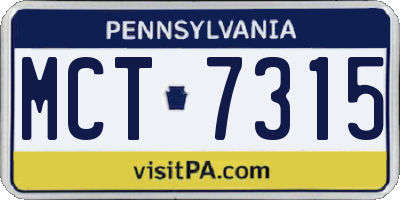 PA license plate MCT7315